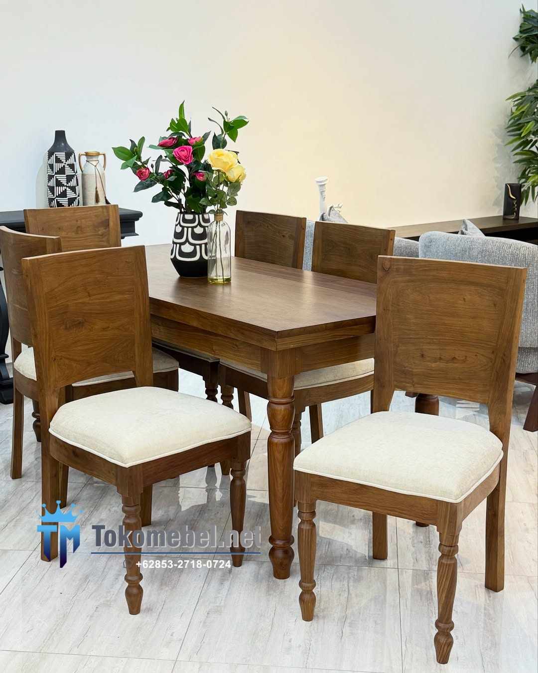 Meja Makan Jati 6 Kursi