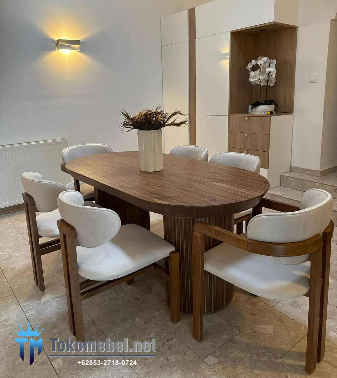 Meja Makan Kayu Jati Solid Minimalis Modern