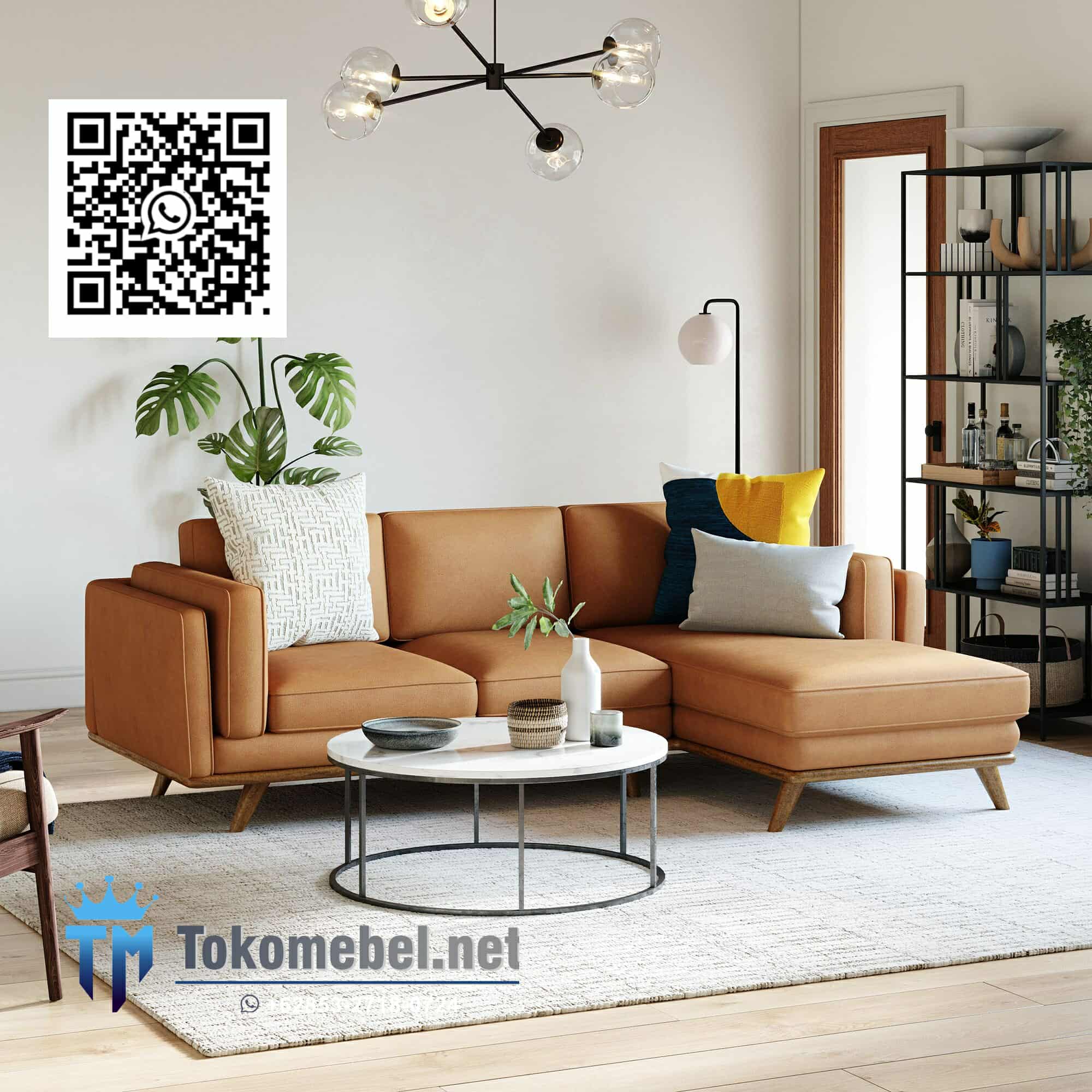 Sofa Kulit Asli Sudut Minimalis