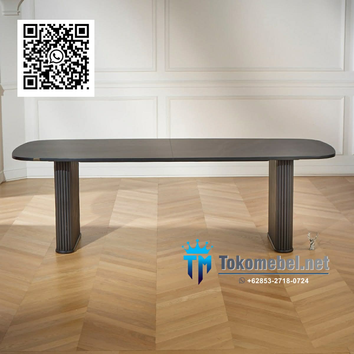 Meja Makan Jati Kaki Salur