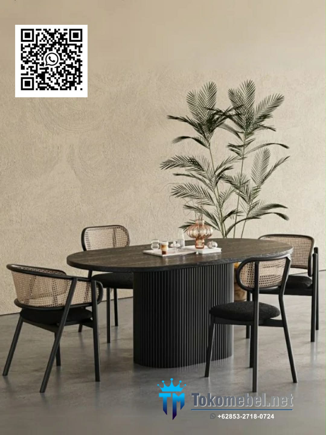 Set Meja Makan Kursi Cleopatra Kaki Salur