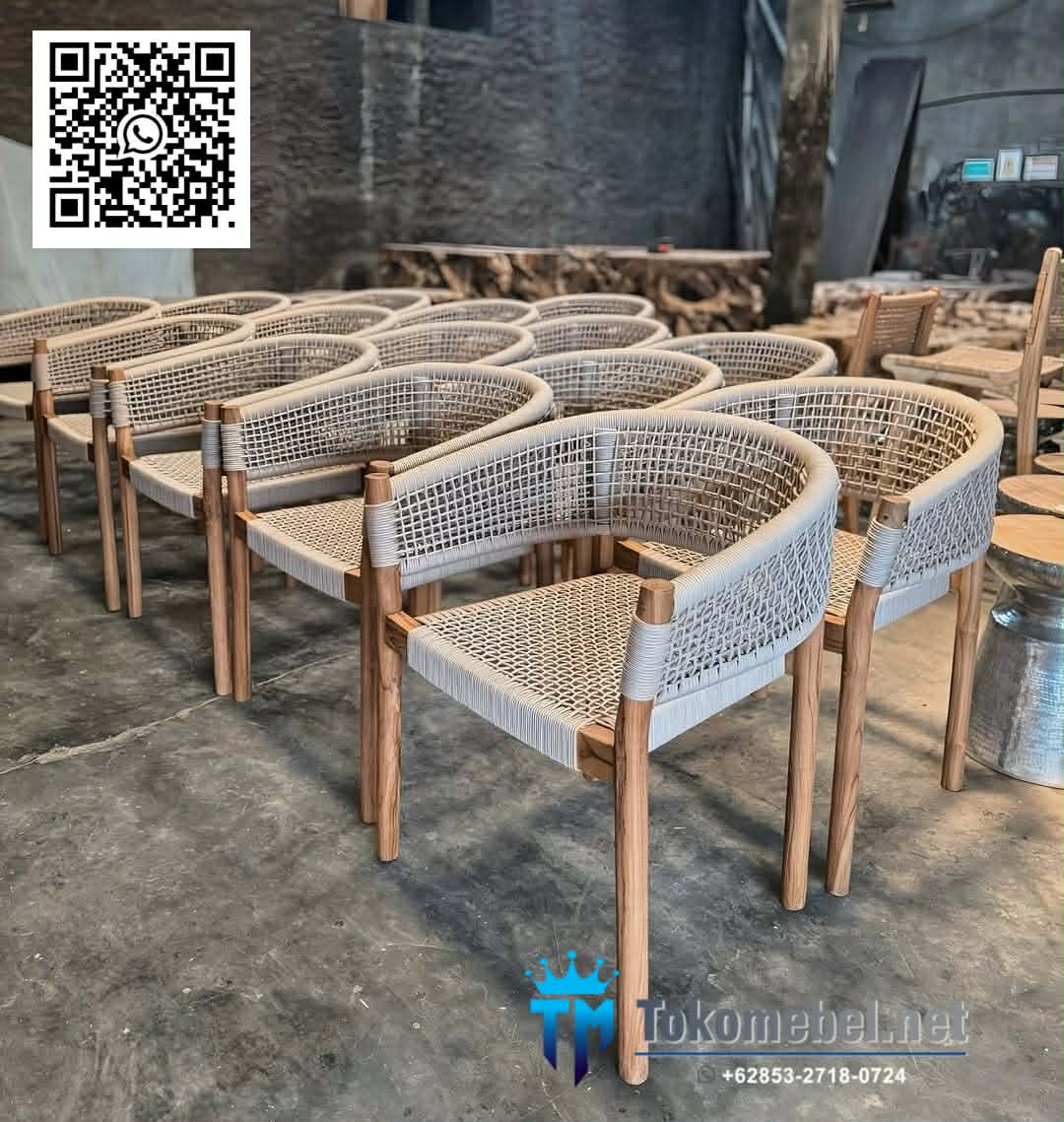 Kursi Cafe Jati Kombinasi Anyaman Tali