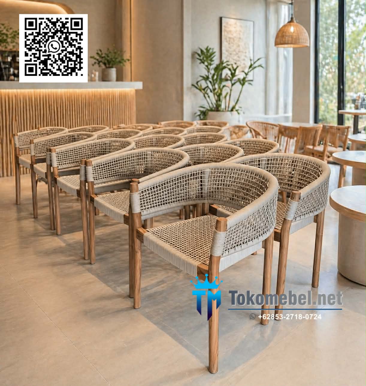 Kursi Cafe Jati Kombinasi Anyaman Tali